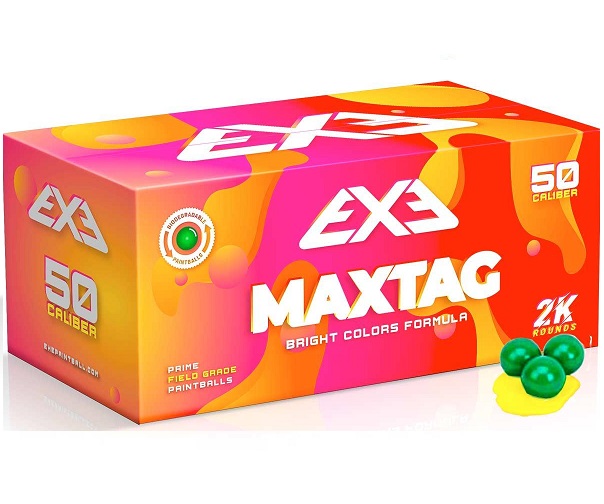 Paintballs EXE Maxtag Cal. 50 Metallic Green/Yellow 2000 unidaes - *Envío Gratis 2/ 3 Dias.